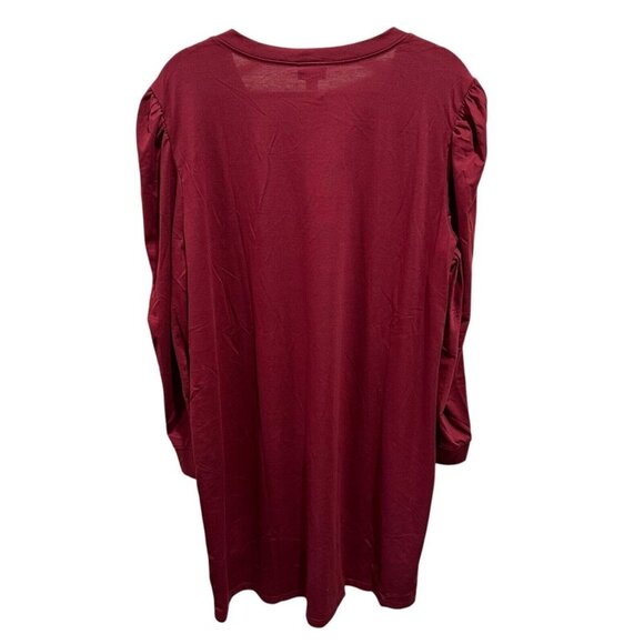 Lularoe AVA Women Size‎ 2XL Maroon Red V-neck Mutton Long Sleeve Dress NWT - Picture 5 of 10